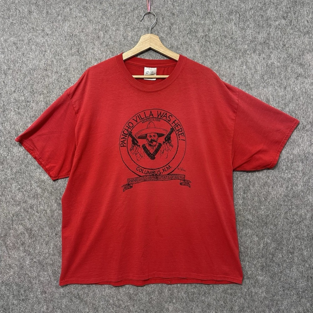 Vintage Pancho Villa Was Here T-Shirt‎ 1990 Red Graphic Men's XL 50/50